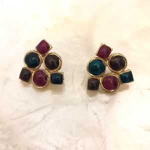 Enamel Gold Tone Classic Earrings Vintage